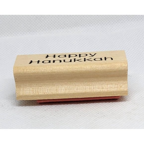Nicole Quality Value Holiday Expressions Happy Hanukkah Wood Rubber Stamp - Picture 2 of 8